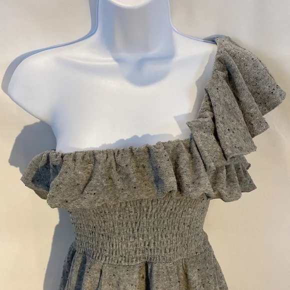 Juicy Couture Heather Grey Smocked Ruffle Terry Cloth Mini Dress Size M - Picture 3 of 17